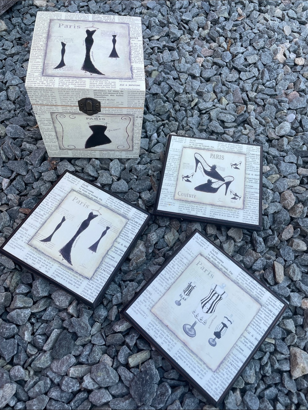 Paris Couture Decorative Box and Picture Set - Black & Cream